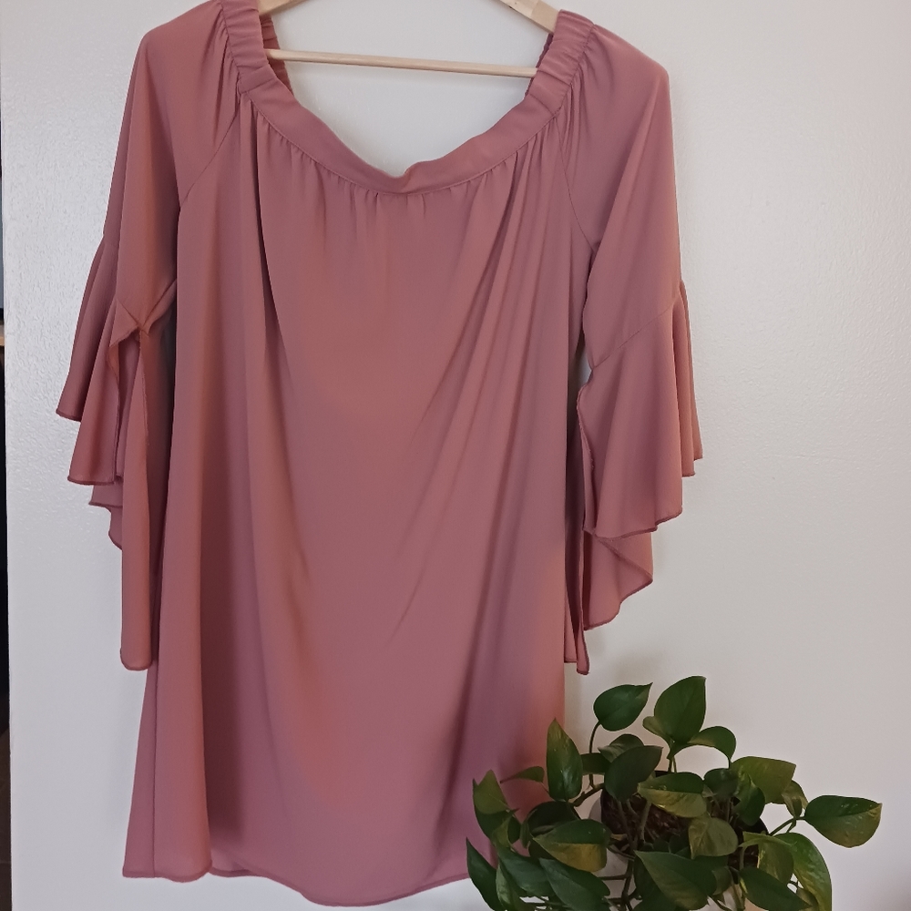 Speechless • Women's Dusty Rose Off-The-Shoulder Butterfly Sleeve Shift …